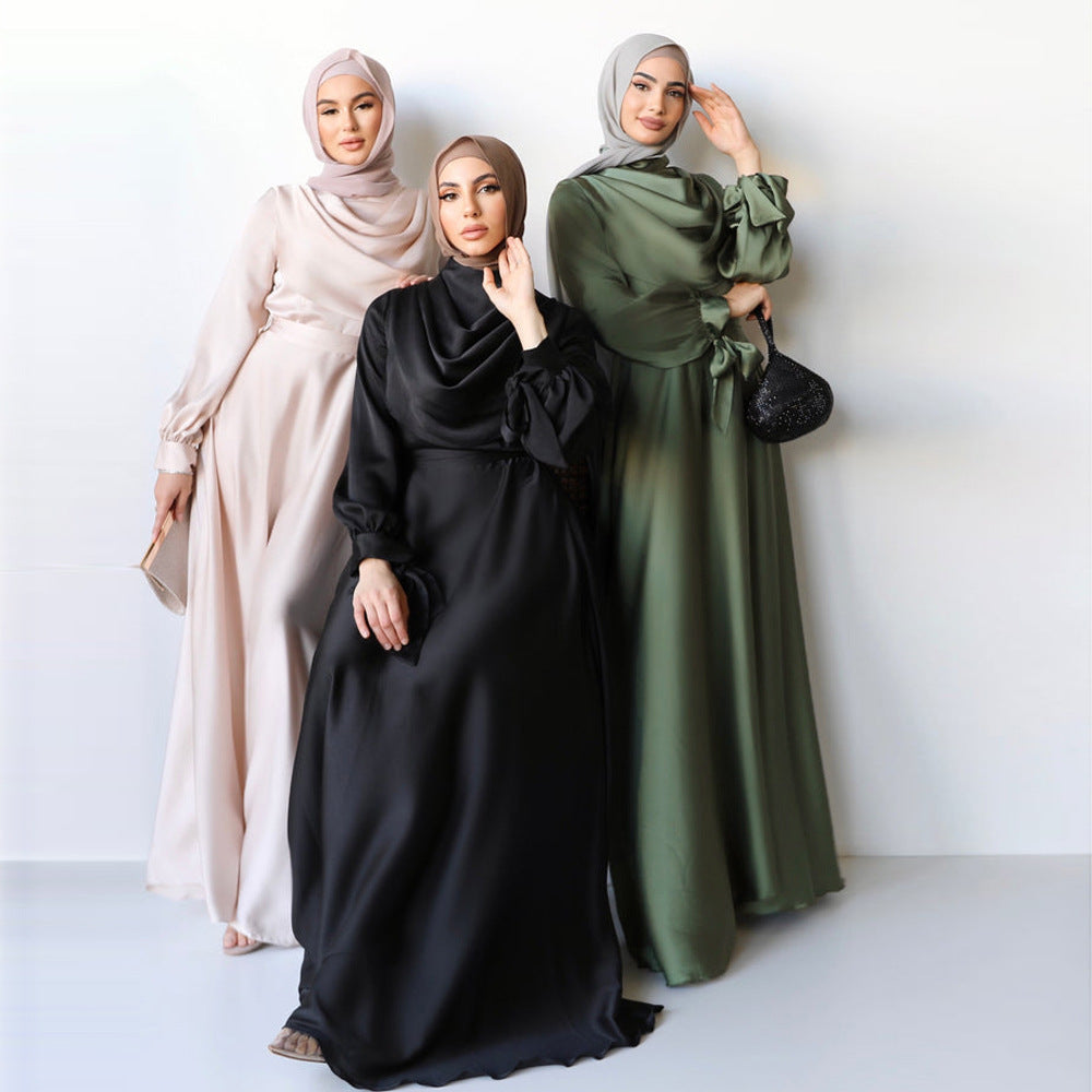 Muslim Pile Collar Robe And Ankle Dress - Meesal