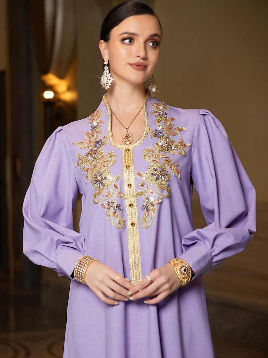 Dubai Robe Refined Handmade Lace Applique Dress - Meesal