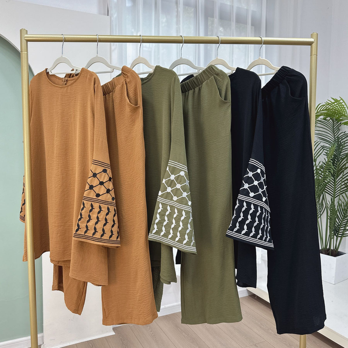 Turkey Embroidered Wide-leg Pants Two-piece Set - Meesal