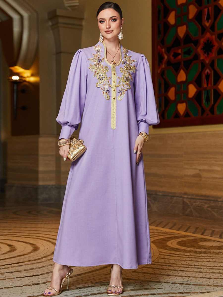 Dubai Robe Refined Handmade Lace Applique Dress - Meesal