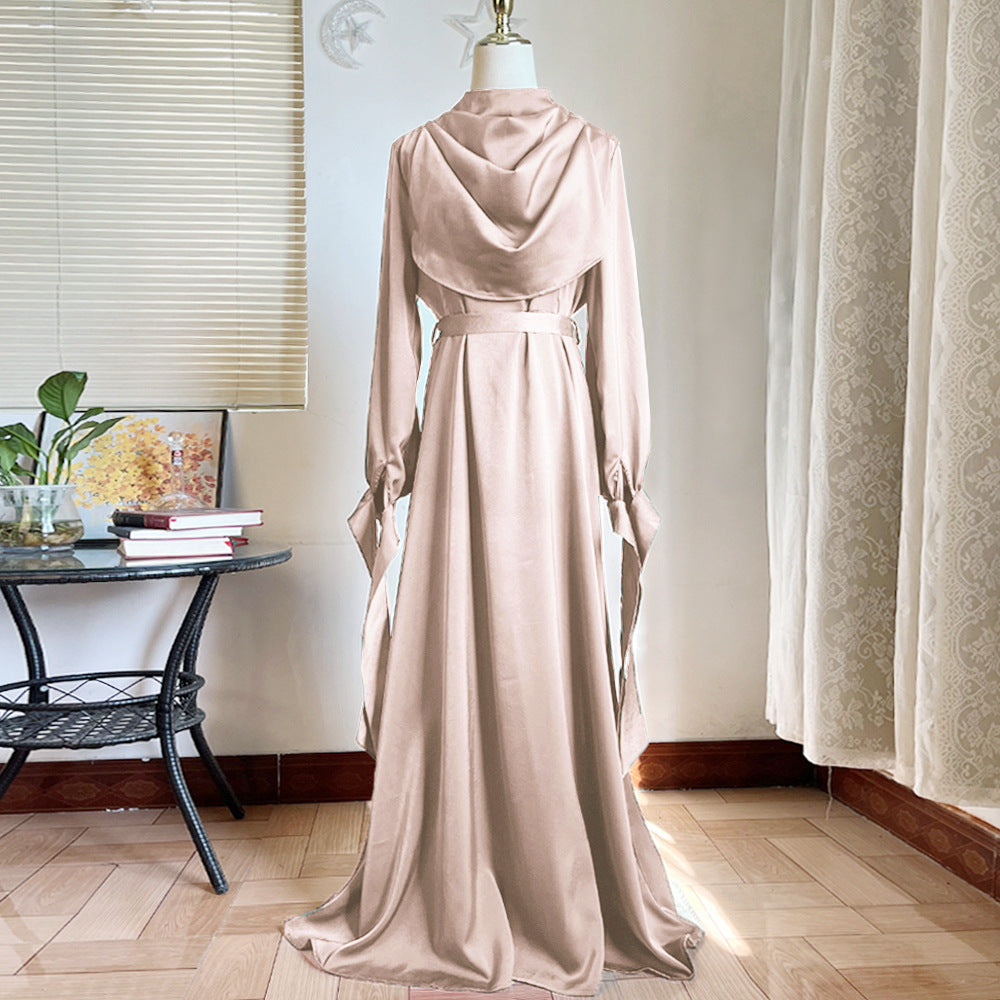 Muslim Pile Collar Robe And Ankle Dress - Meesal