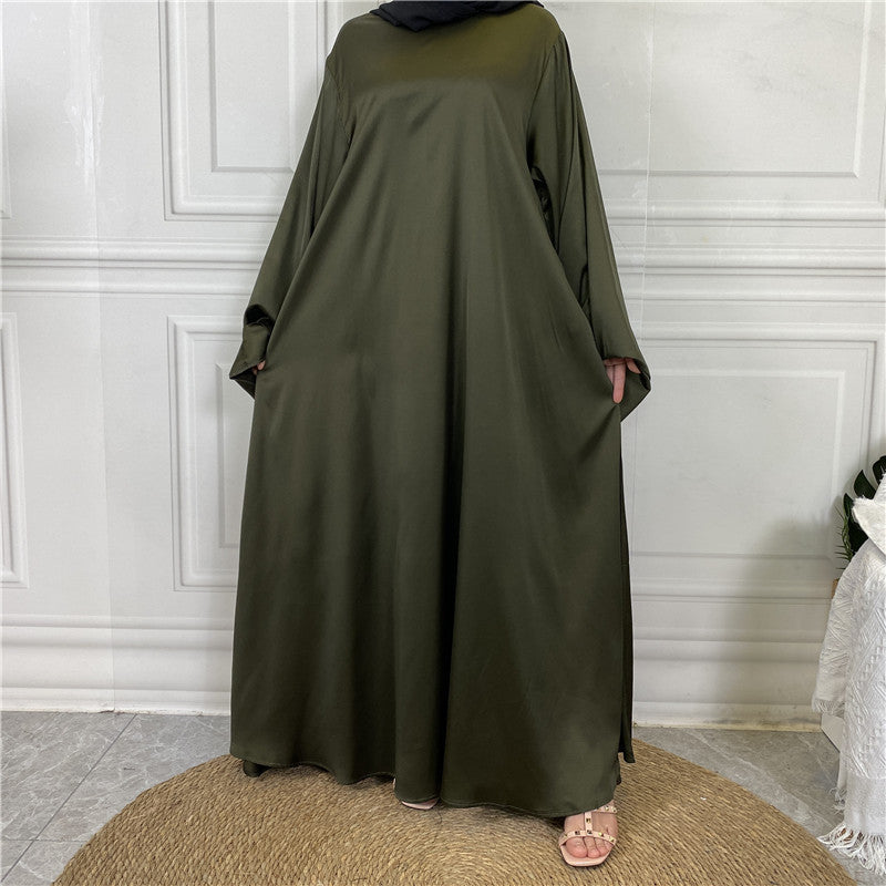 Middle East Dubai Hot Sale Lace Up Satin Muslim Dress - Meesal