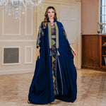 Middle East Muslim Embroidered Robe Abaya Light Luxury Evening Gown Two-piece Set Dress - Meesal