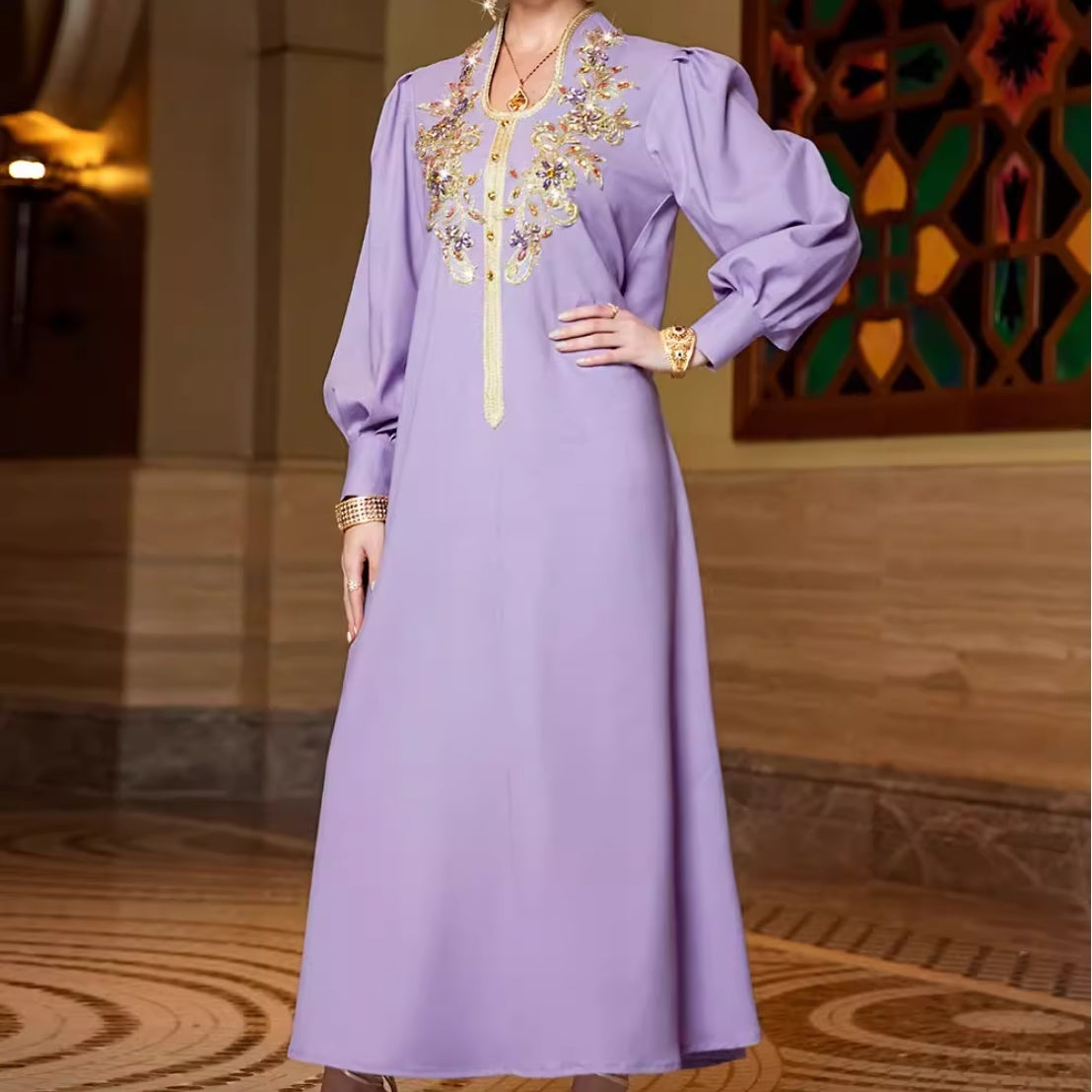 Dubai Robe Refined Handmade Lace Applique Dress - Meesal