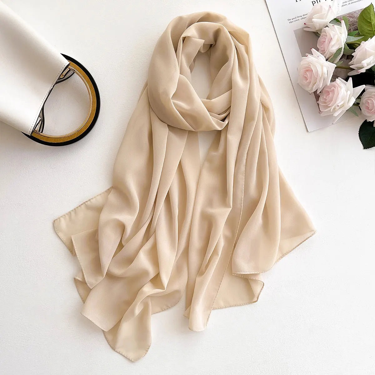 2025 Women Chiffon Hijab Scarf Premium Chiffon Muslim Hijabs Plain Good Stitching Maxi Wrap Musulman Femme Solid Color Shawls - Meesal