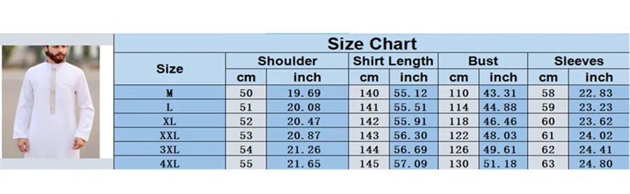 Men's Kaftan Stand Collar Jubba Thobe - Meesal