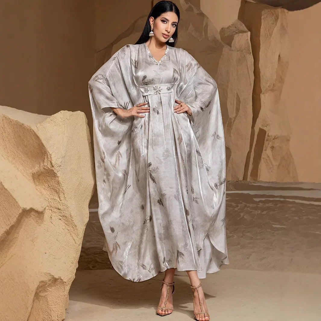 Eid Djellaba Satin Kimono Open Abayas Dubai Luxury Muslim Dress for Women Turkey Kaftan Kebaya Ramadan Morocco Caftan Jalabiya - Meesal