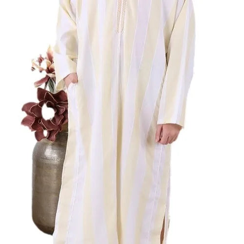 Striped Embroidery Robe - Meesal