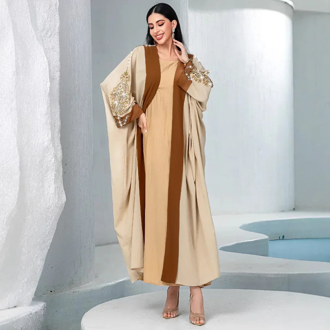 Eid Djellaba Satin Kimono Open Abayas Dubai Luxury Muslim Dress for Women Turkey Kaftan Kebaya Ramadan Morocco Caftan Jalabiya - Meesal