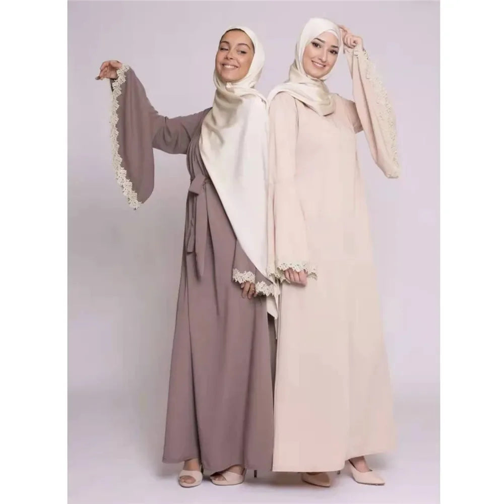 Ramadan Muslim Women Arabic Abaya Turkey Middle East Maxi Robe Gown Dubai Flare Sleeve Long Dress Islamic Clothing Caftan Casual - Meesal