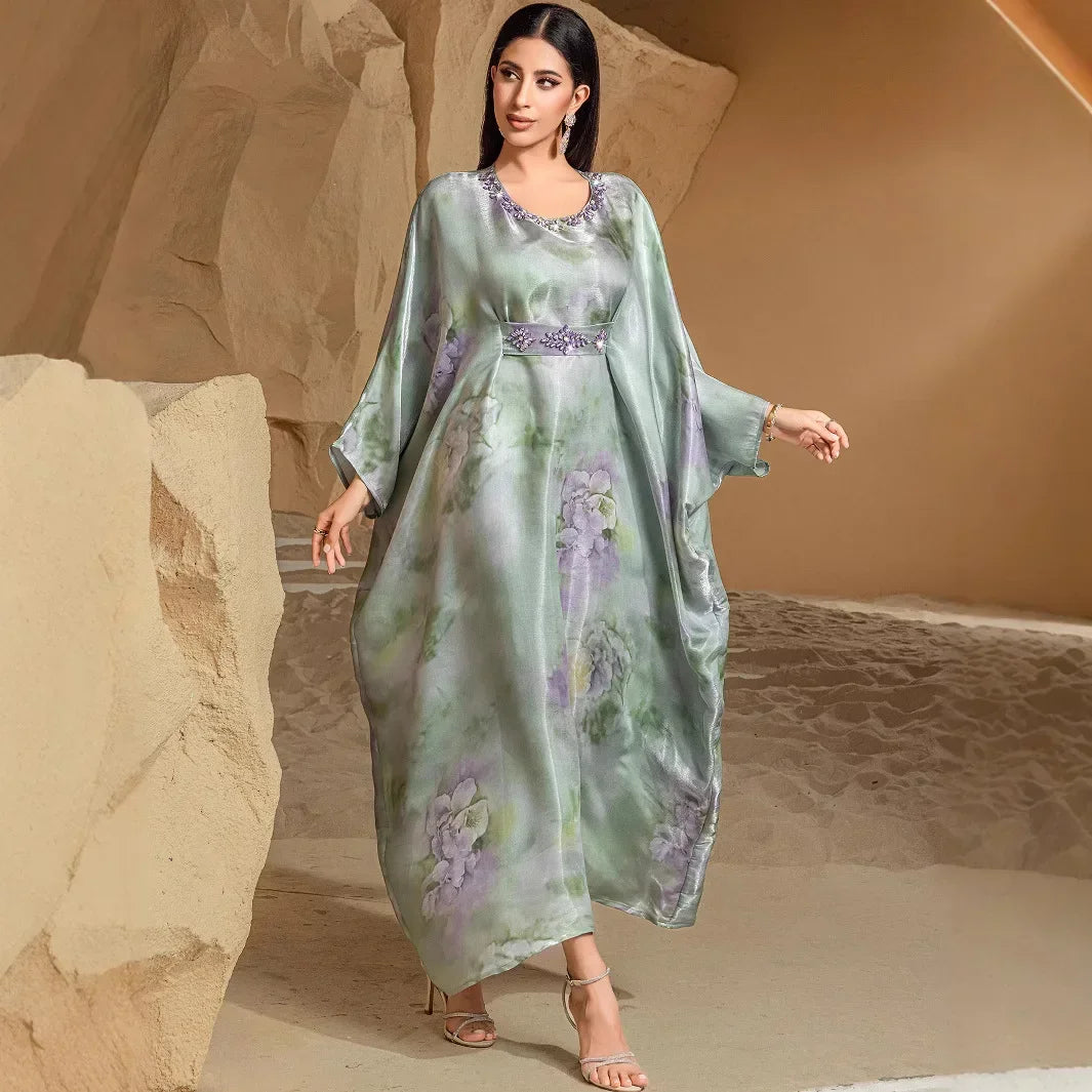 Eid Djellaba Satin Kimono Open Abayas Dubai Luxury Muslim Dress for Women Turkey Kaftan Kebaya Ramadan Morocco Caftan Jalabiya - Meesal