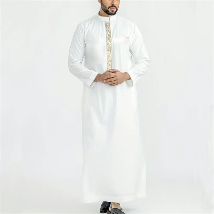 Men's Kaftan Stand Collar Jubba Thobe - Meesal