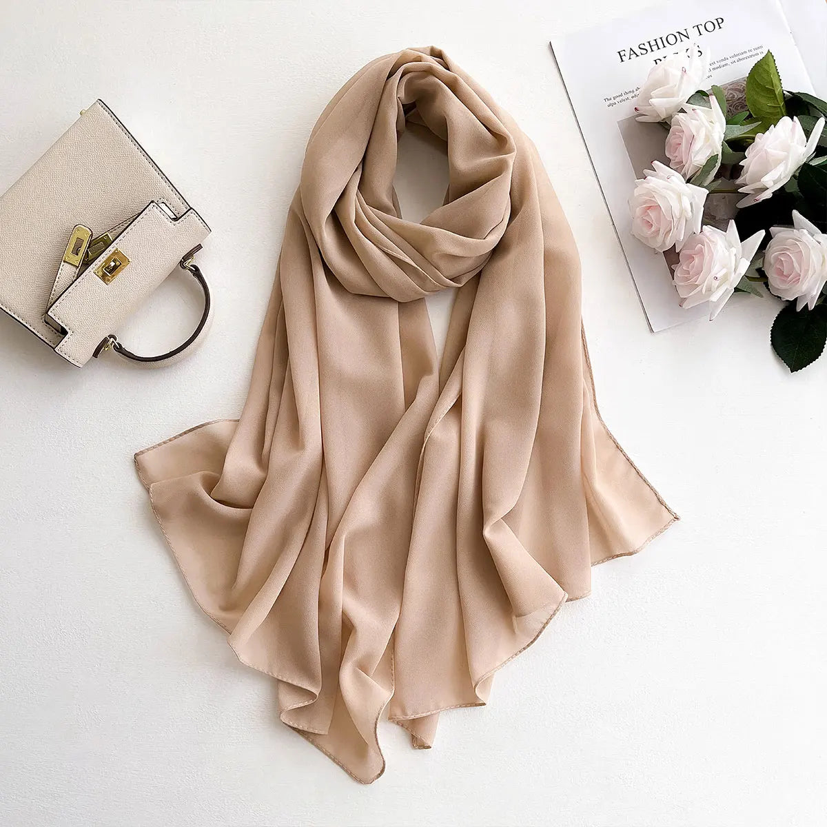 2025 Women Chiffon Hijab Scarf Premium Chiffon Muslim Hijabs Plain Good Stitching Maxi Wrap Musulman Femme Solid Color Shawls - Meesal