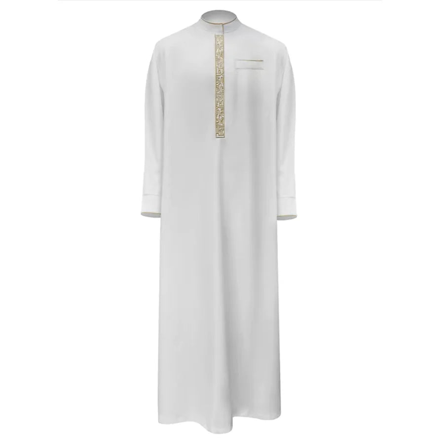 Men's Kaftan Stand Collar Jubba Thobe - Meesal