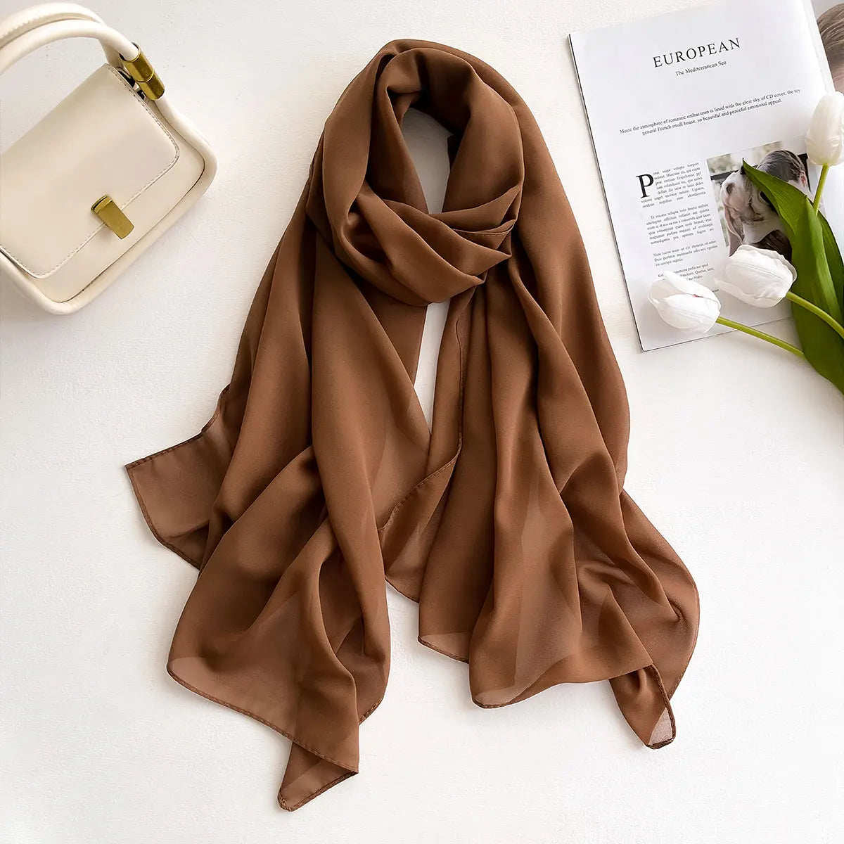 2025 Women Chiffon Hijab Scarf Premium Chiffon Muslim Hijabs Plain Good Stitching Maxi Wrap Musulman Femme Solid Color Shawls - Meesal