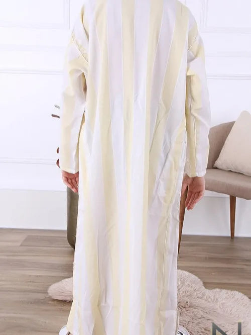 Striped Embroidery Robe - Meesal