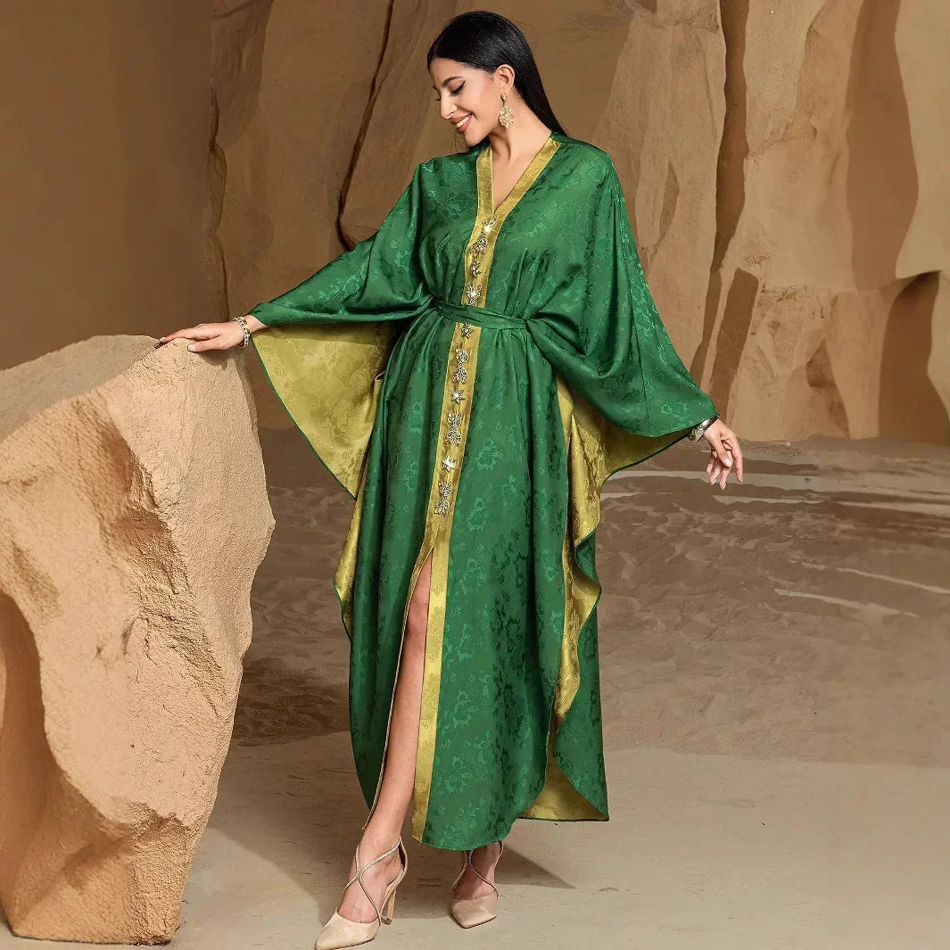 Eid Djellaba Satin Kimono Open Abayas Dubai Luxury Muslim Dress for Women Turkey Kaftan Kebaya Ramadan Morocco Caftan Jalabiya - Meesal