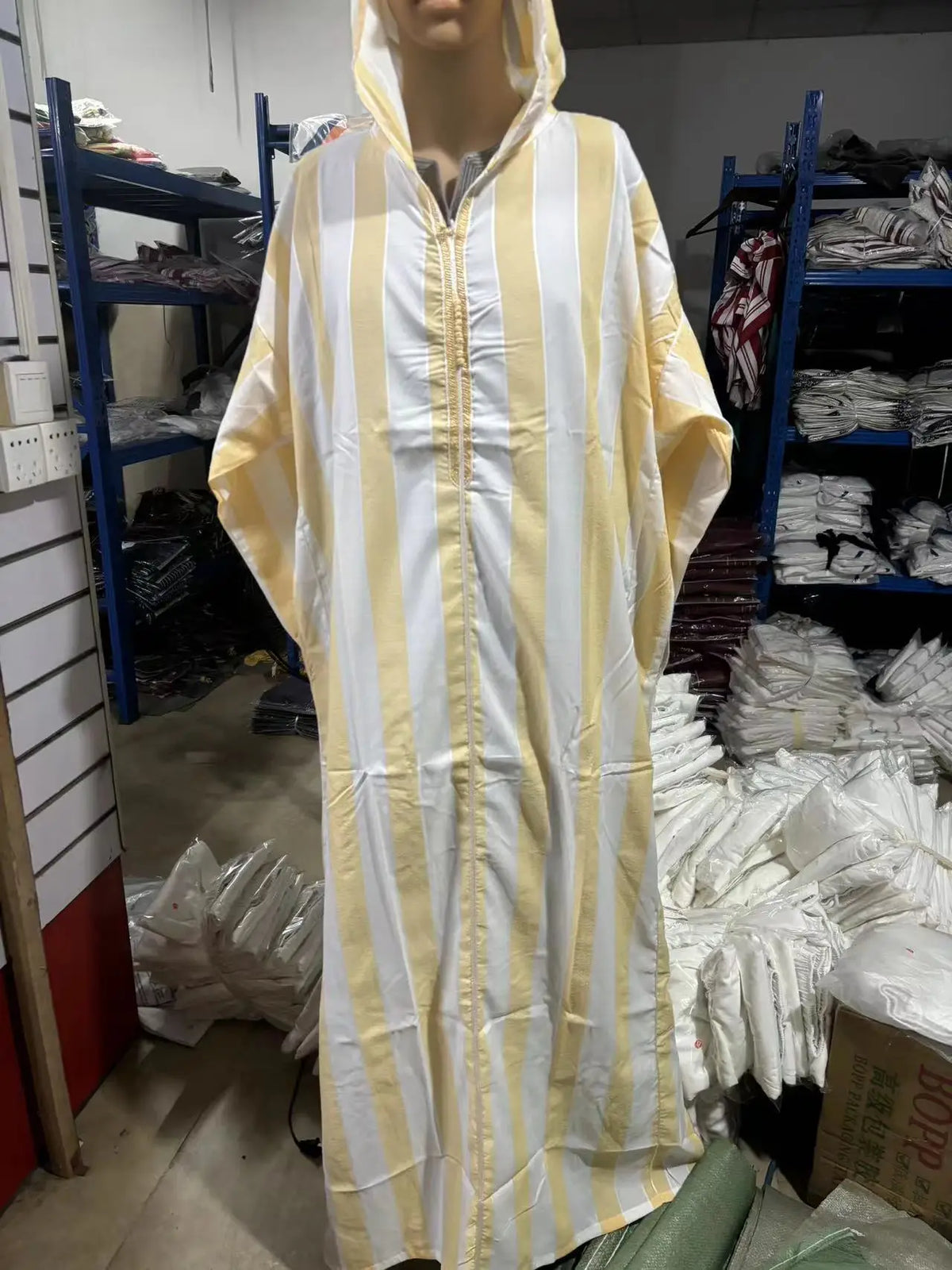 Solid Color Embroidery Long Robe - Meesal