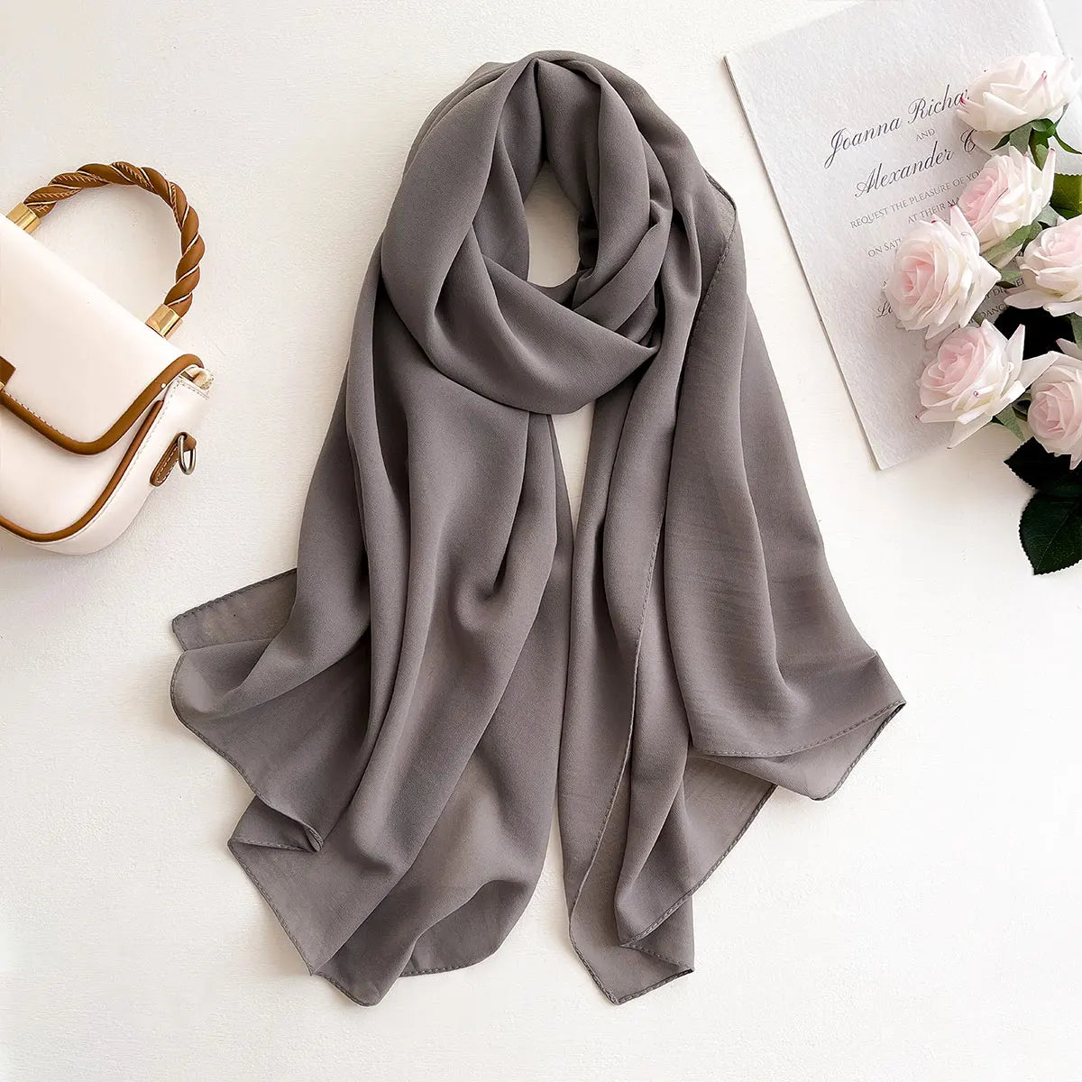 2025 Women Chiffon Hijab Scarf Premium Chiffon Muslim Hijabs Plain Good Stitching Maxi Wrap Musulman Femme Solid Color Shawls - Meesal