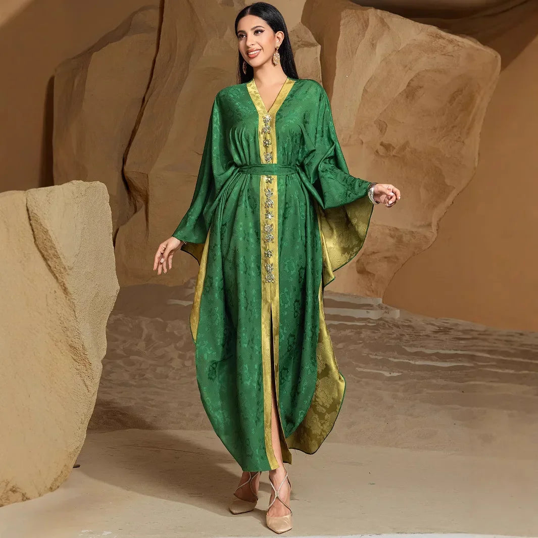 Eid Djellaba Satin Kimono Open Abayas Dubai Luxury Muslim Dress for Women Turkey Kaftan Kebaya Ramadan Morocco Caftan Jalabiya - Meesal