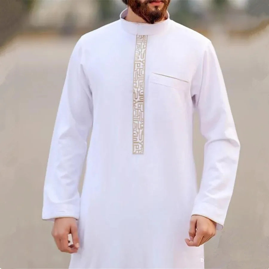 Men's Kaftan Stand Collar Jubba Thobe - Meesal
