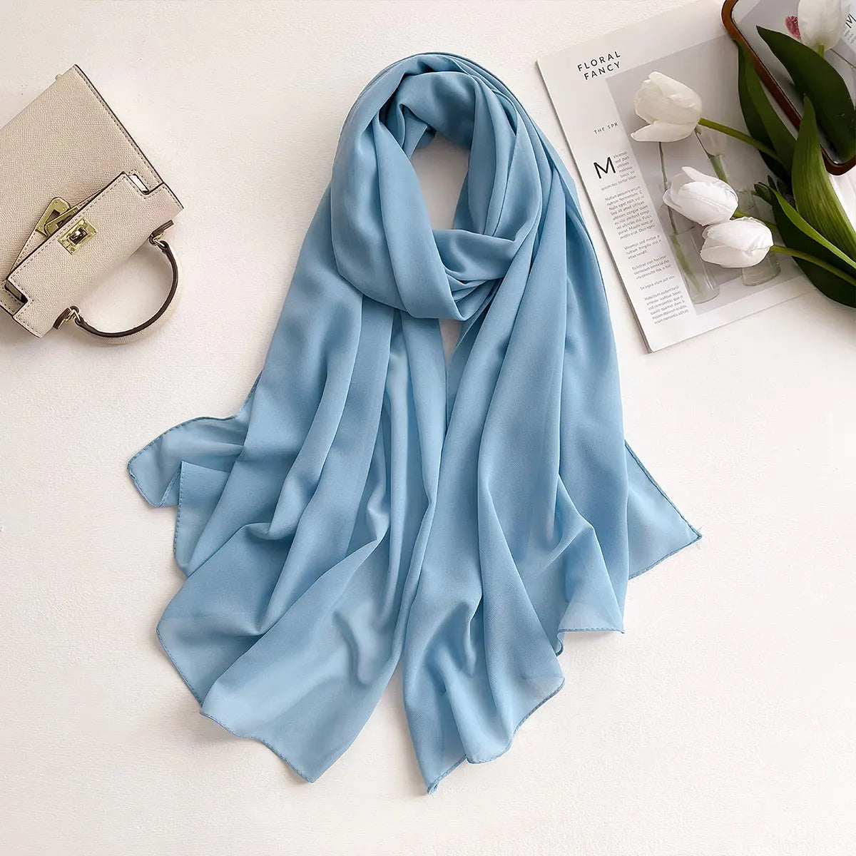 2025 Women Chiffon Hijab Scarf Premium Chiffon Muslim Hijabs Plain Good Stitching Maxi Wrap Musulman Femme Solid Color Shawls - Meesal