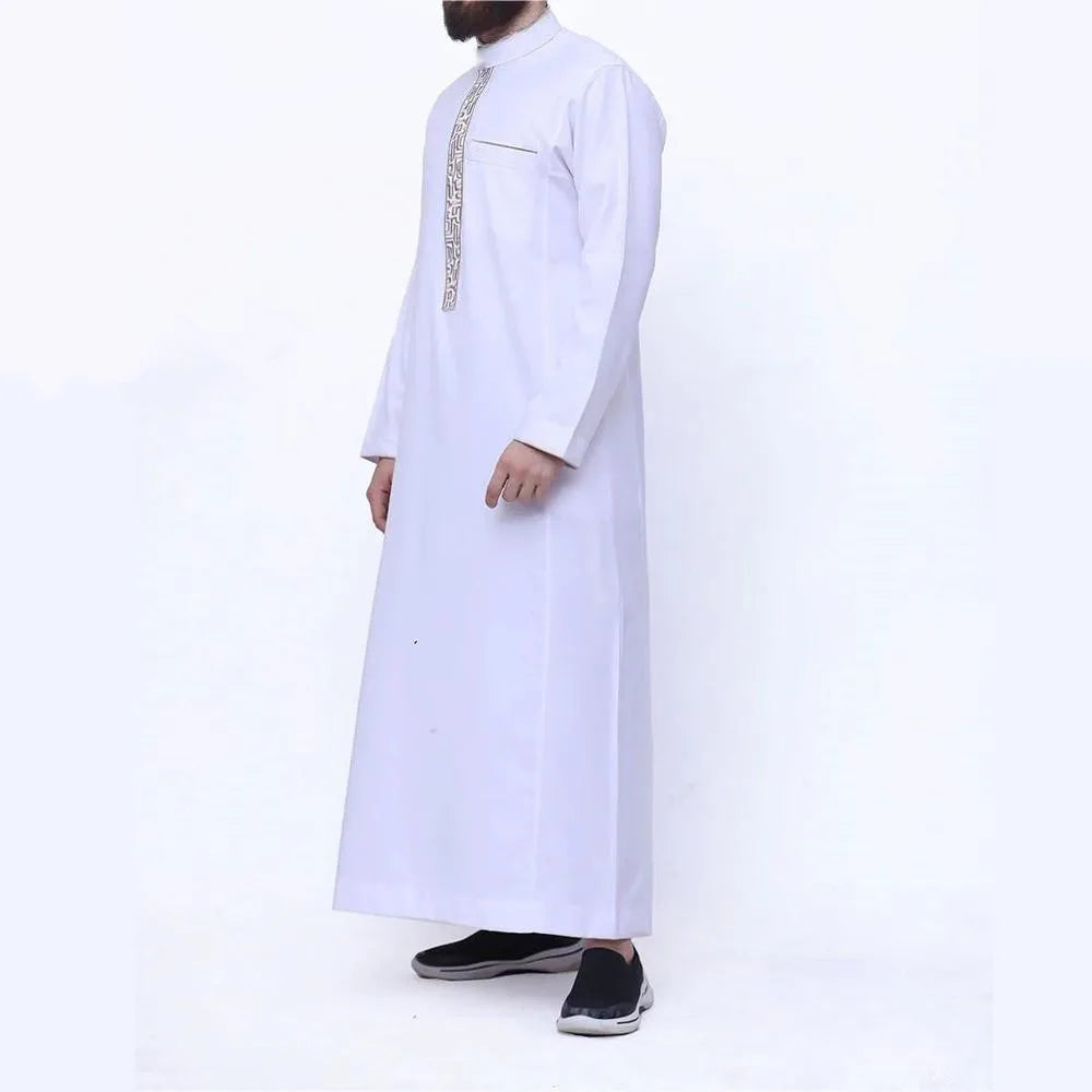 Men's Kaftan Stand Collar Jubba Thobe - Meesal