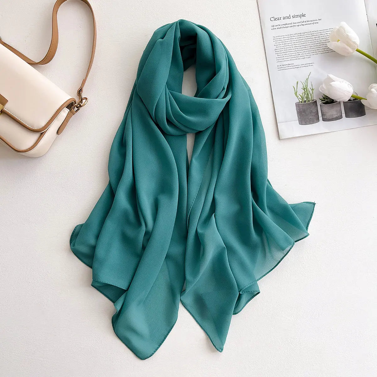 2025 Women Chiffon Hijab Scarf Premium Chiffon Muslim Hijabs Plain Good Stitching Maxi Wrap Musulman Femme Solid Color Shawls - Meesal