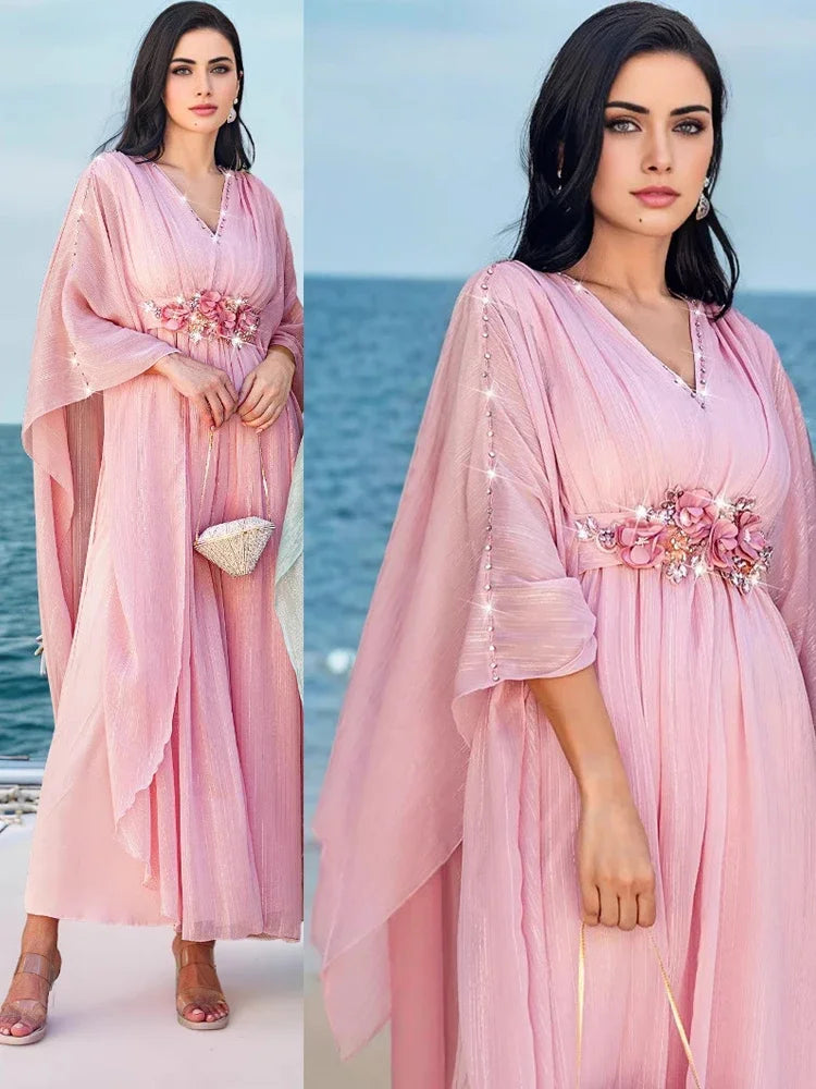 Eid Djellaba Satin Kimono Open Abayas Dubai Luxury Muslim Dress for Women Turkey Kaftan Kebaya Ramadan Morocco Caftan Jalabiya - Meesal