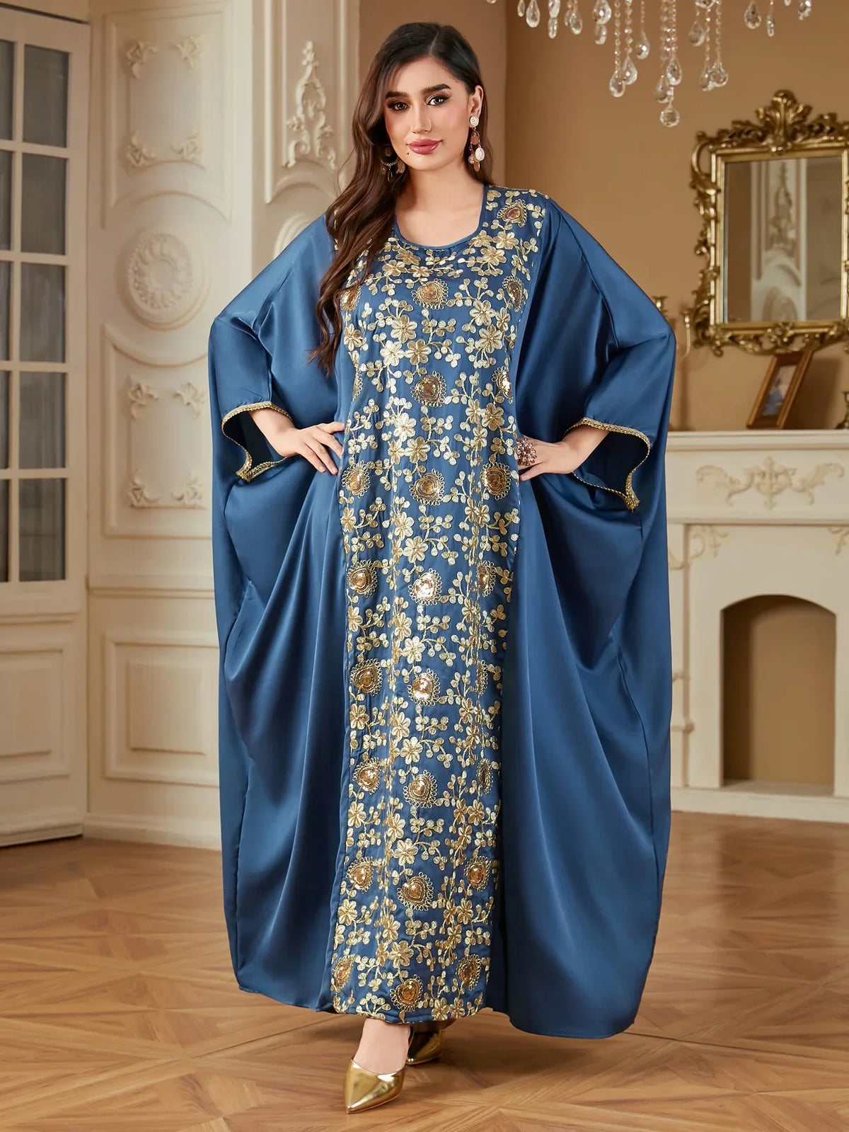 Eid Djellaba Satin Kimono Open Abayas Dubai Luxury Muslim Dress for Women Turkey Kaftan Kebaya Ramadan Morocco Caftan Jalabiya - Meesal