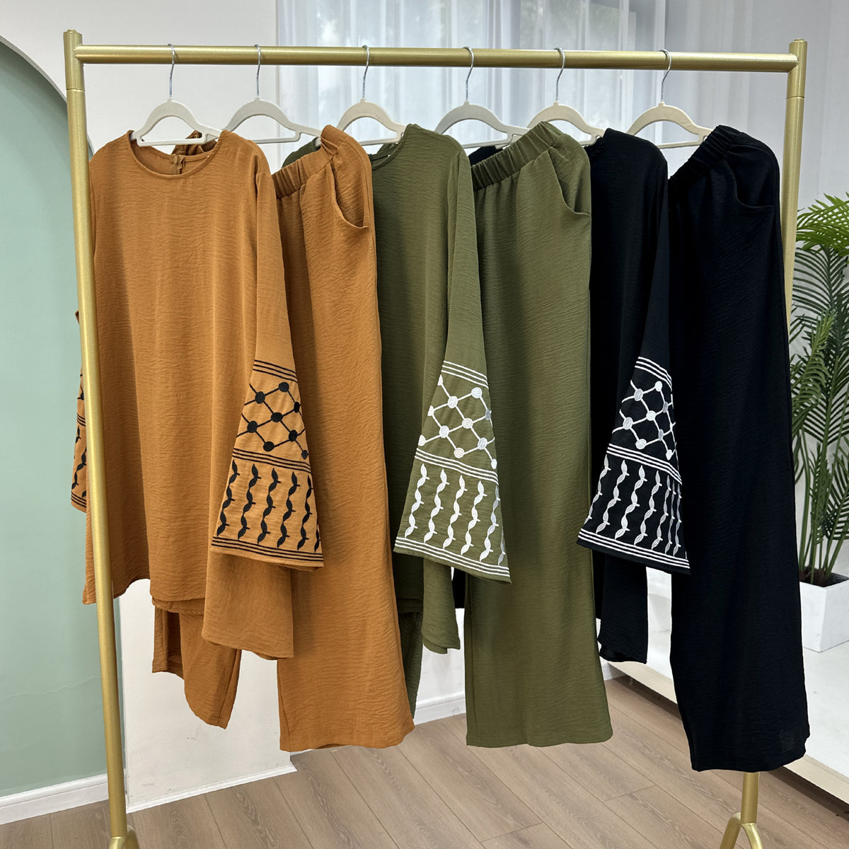 Turkey Embroidered Wide-leg Pants Two-piece Set - Meesal