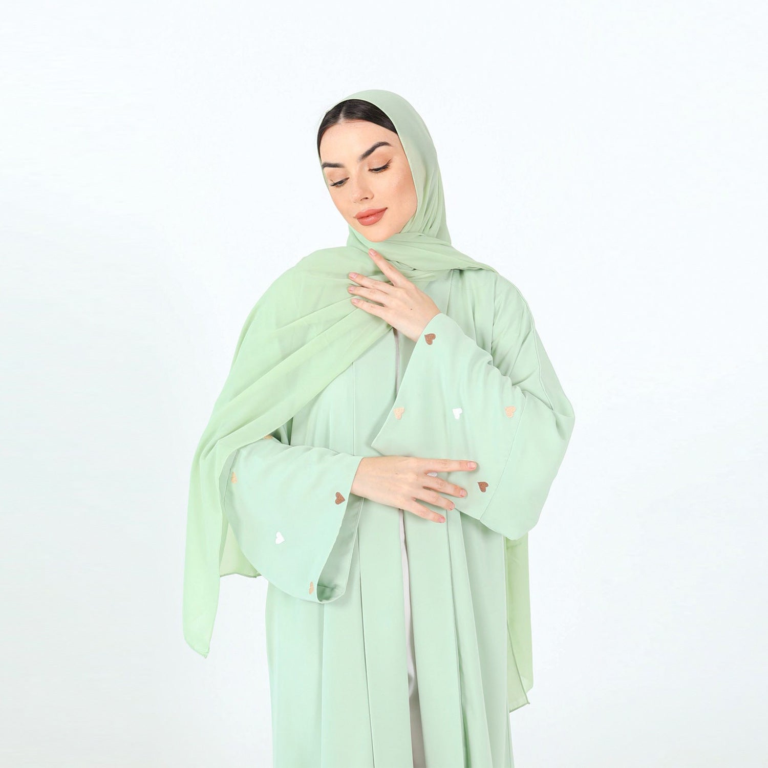 Dubai Love Embroidered Elegant Cardigan Robe - Meesal