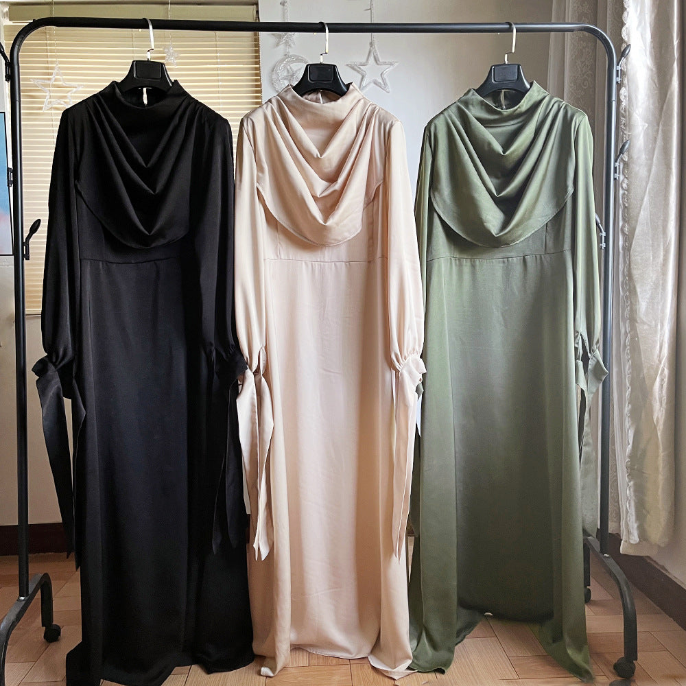Muslim Pile Collar Robe And Ankle Dress - Meesal
