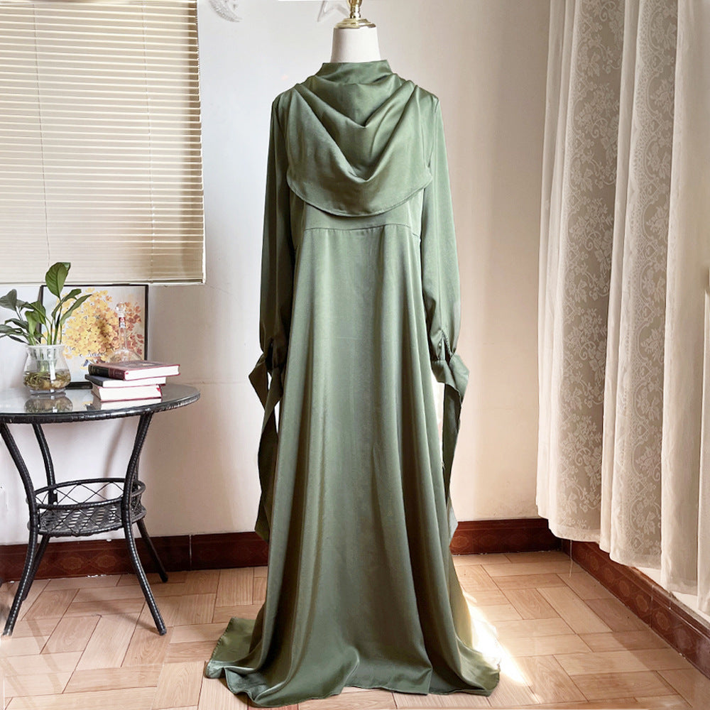 Muslim Pile Collar Robe And Ankle Dress - Meesal