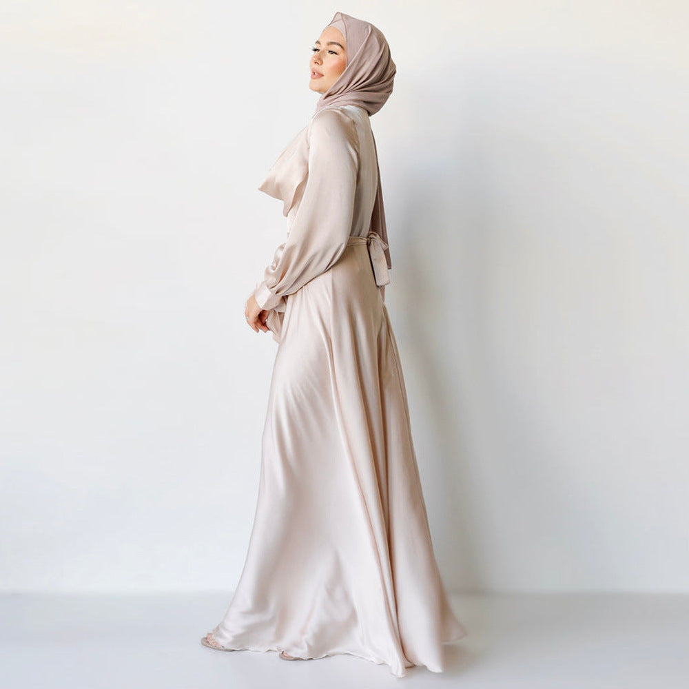 Muslim Pile Collar Robe And Ankle Dress - Meesal