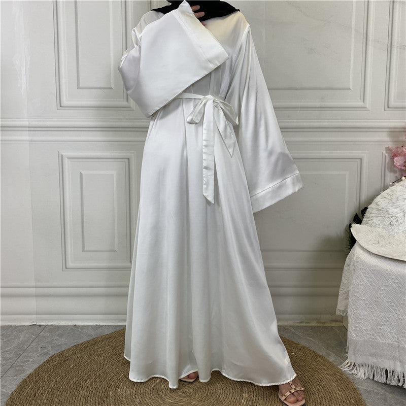 Middle East Dubai Hot Sale Lace Up Satin Muslim Dress - Meesal