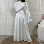 Middle East Dubai Hot Sale Lace Up Satin Muslim Dress - Meesal