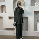 Middle East Dubai Turkey Solid Color Loose Two-piece Suit - Meesal