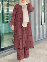Women's Muslim Print Daily Suit Army Green Fashion Casual Set - Meesal