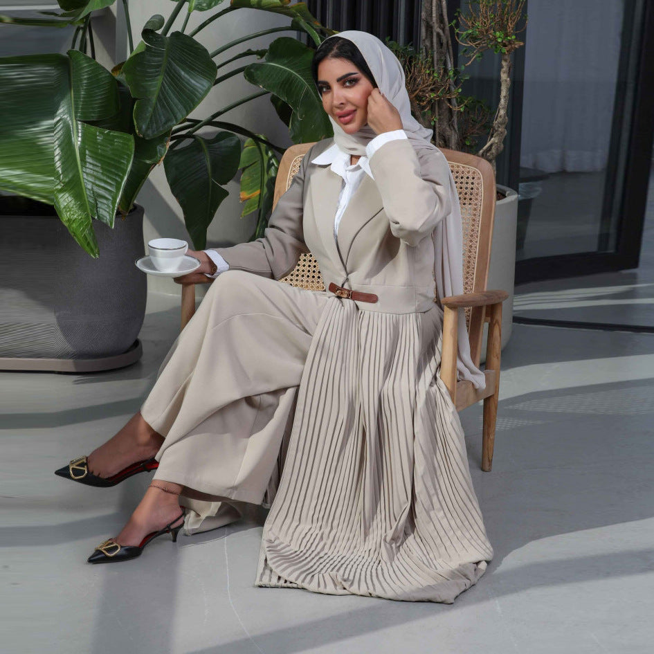 Cardigan Robe Pleated Pleated Coat Muslim Arab Clothing - Meesal