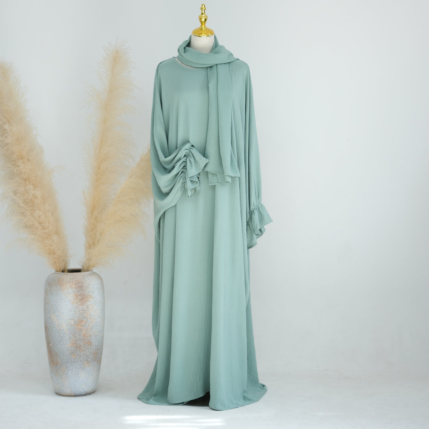 Middle East Dubai Turkey Solid Color Dress Leisure - Meesal
