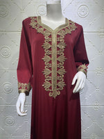 Middle East Dubai Embroidery  Bronzing Lace Jalabiya Dress - Meesal