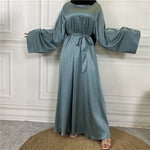 Middle East Dubai Hot Sale Lace Up Satin Muslim Dress - Meesal