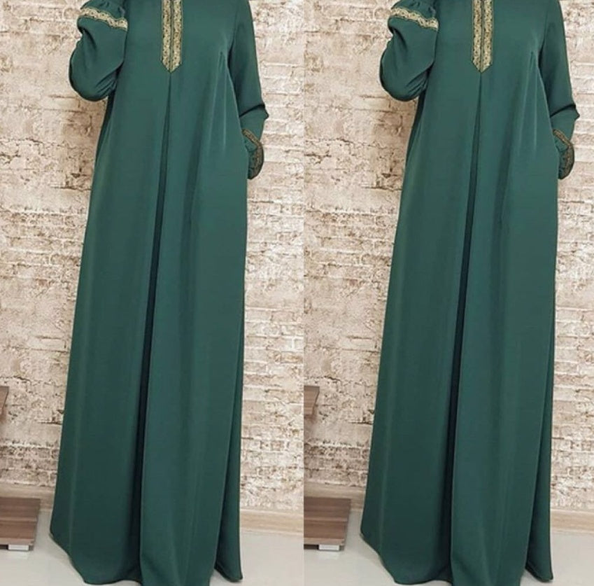 Women Plus Size Print Abaya Jilbab Muslim Maxi Dress - Meesal