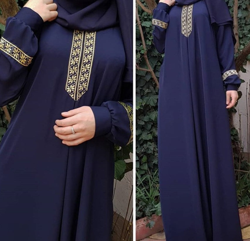 Women Plus Size Print Abaya Jilbab Muslim Maxi Dress - Meesal