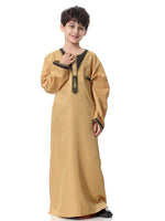 Muslim Arab Middle Eastern Youth Embroidered Round Neck Boy Robe - Meesal