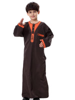 Muslim Arab Middle Eastern Youth Embroidered Round Neck Boy Robe - Meesal