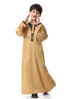 Muslim Arab Middle Eastern Youth Embroidered Round Neck Boy Robe - Meesal