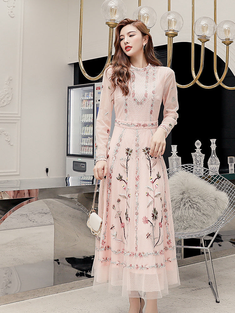 Temperament Skirt Heavy Embroidered Thin Dress - Meesal