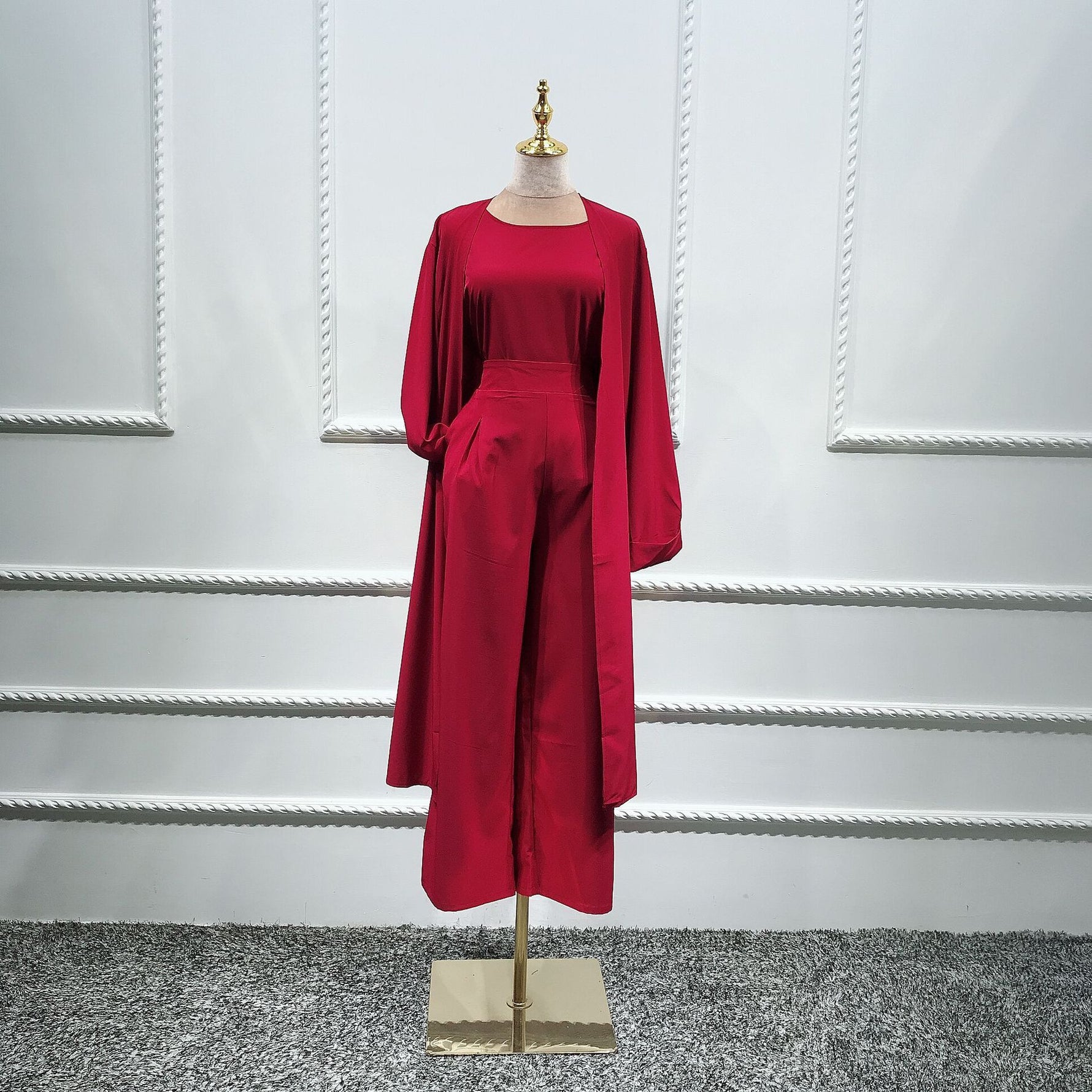Turkish fashion solid color three-piece suit - Meesal